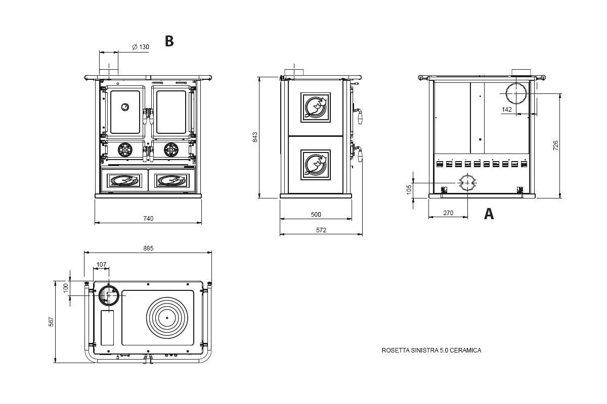 Holzherd Rosetta Sinistra Ceramica 5.0 von La Nordica